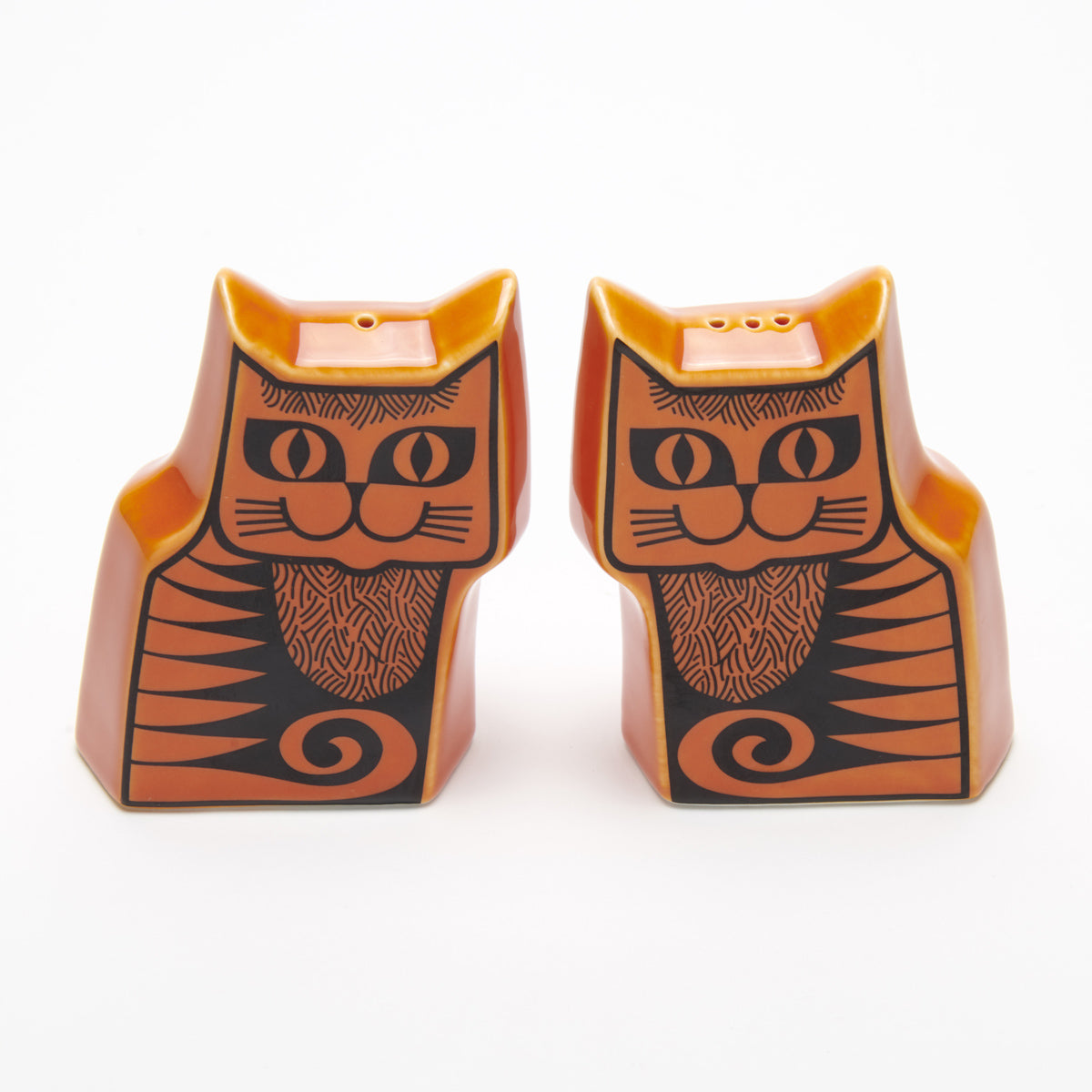 Hornsea Pottery 1960's Cheshire Cat Salt and Pepper Shaker Set Orange