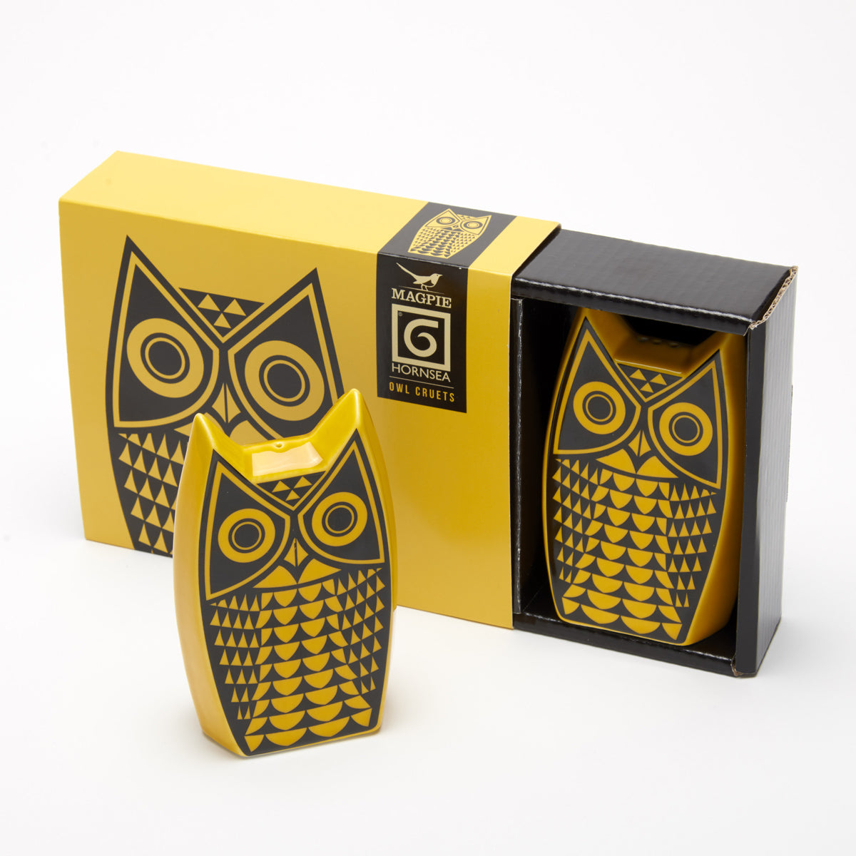 Hornsea Pottery 1960s  Owl Cruet /Salt and Pepper Shaker Set Yellow