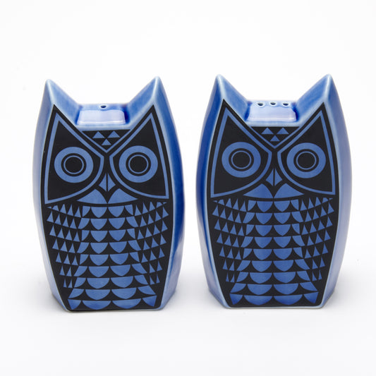 Hornsea Pottery 1960s  Owl Cruet /Salt and Pepper Shaker Set Midnight Blue