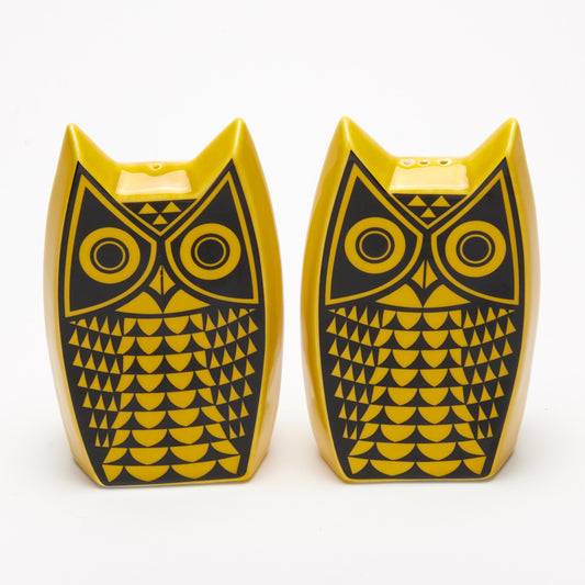 Hornsea Pottery 1960s  Owl Cruet /Salt and Pepper Shaker Set Yellow