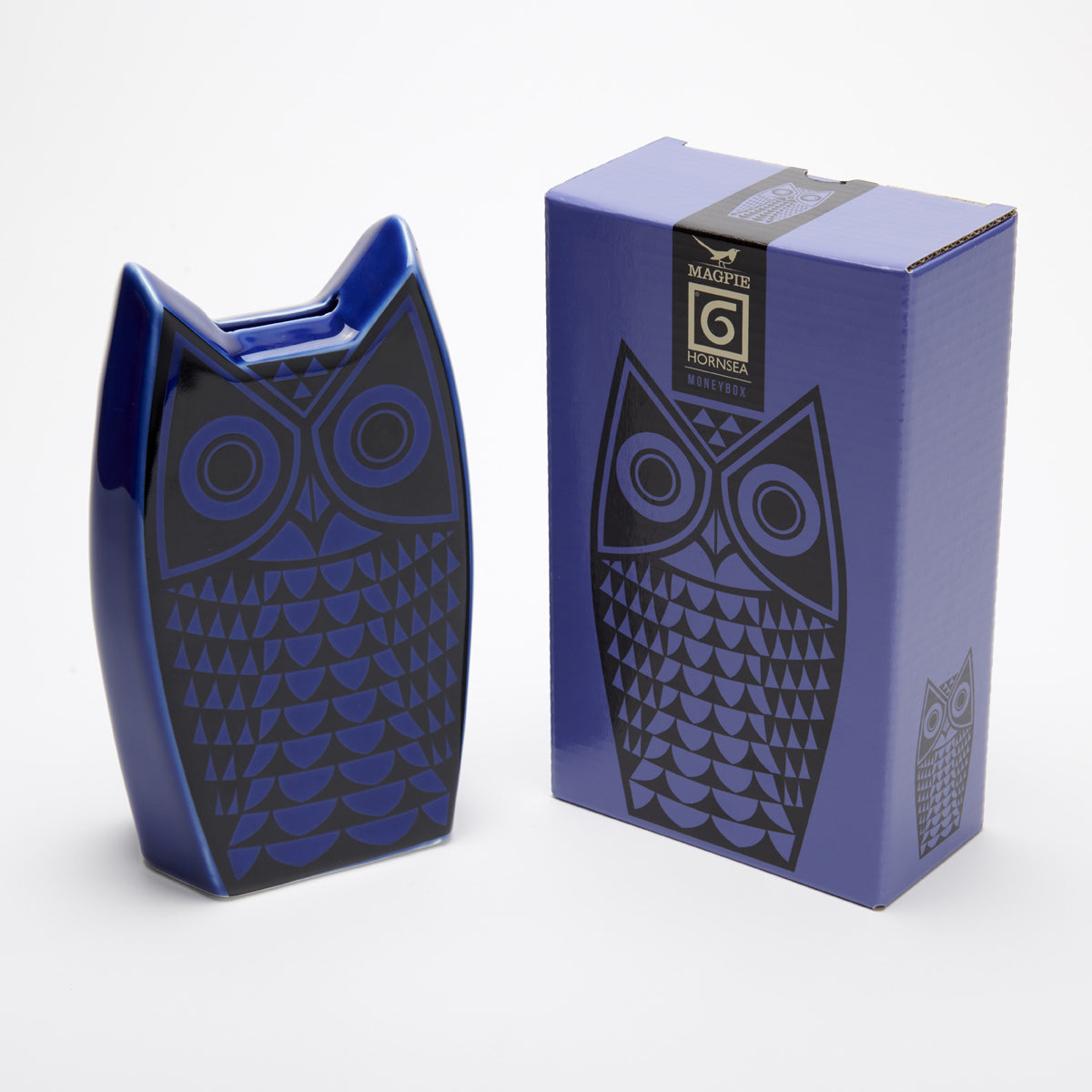 Hornsea Pottery 1960's Owl Coin Bank/Piggy Bank Midnight Blue